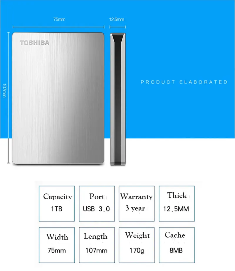 Original Toshiba HDD 2TB 1TB 2.5" External Hard Drive USB3.0 Slim Aluminum Alloy Shell Portable HDD External Disk Harddisk the best external hard disk brand