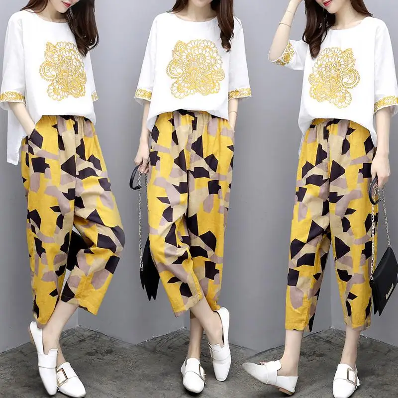 

Print Women's Summer Suit Casual Year-old Female Costume Conjunto Feminino Ensemble Femme Deux Pieces Women's Tracksuits