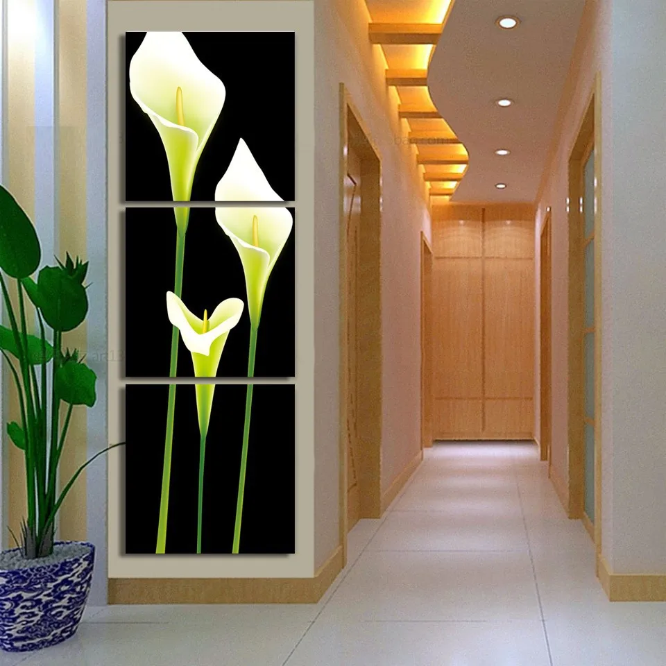 

Canvas Pictures Wall Art HD Prints Still Life Poster Frame 3 Pieces Calla Lily Flowers Painting Vertical Forms Living Room Decor