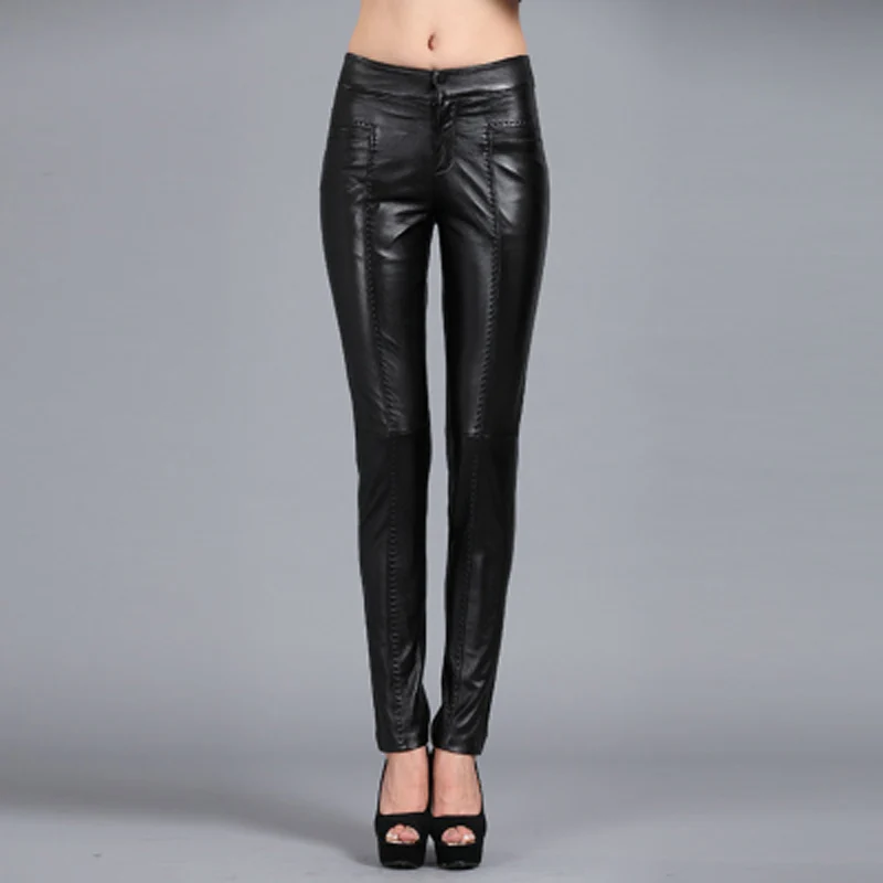 2019 Female Genuine Leather Pants Ladies' Skinny Pants Sheepskin Pencil Pants 2019 Female Genuine Leather Pants Ladies' Skinny Pants Sheepskin Pencil Pants
