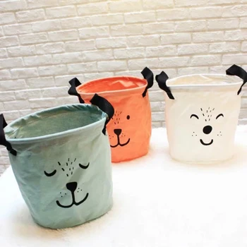 

Zakka Waterproof Cartton Dog Cotton Linen Small Storage Buckets Large Capacity Laundry Basket Toy storage barrels 20x20cm