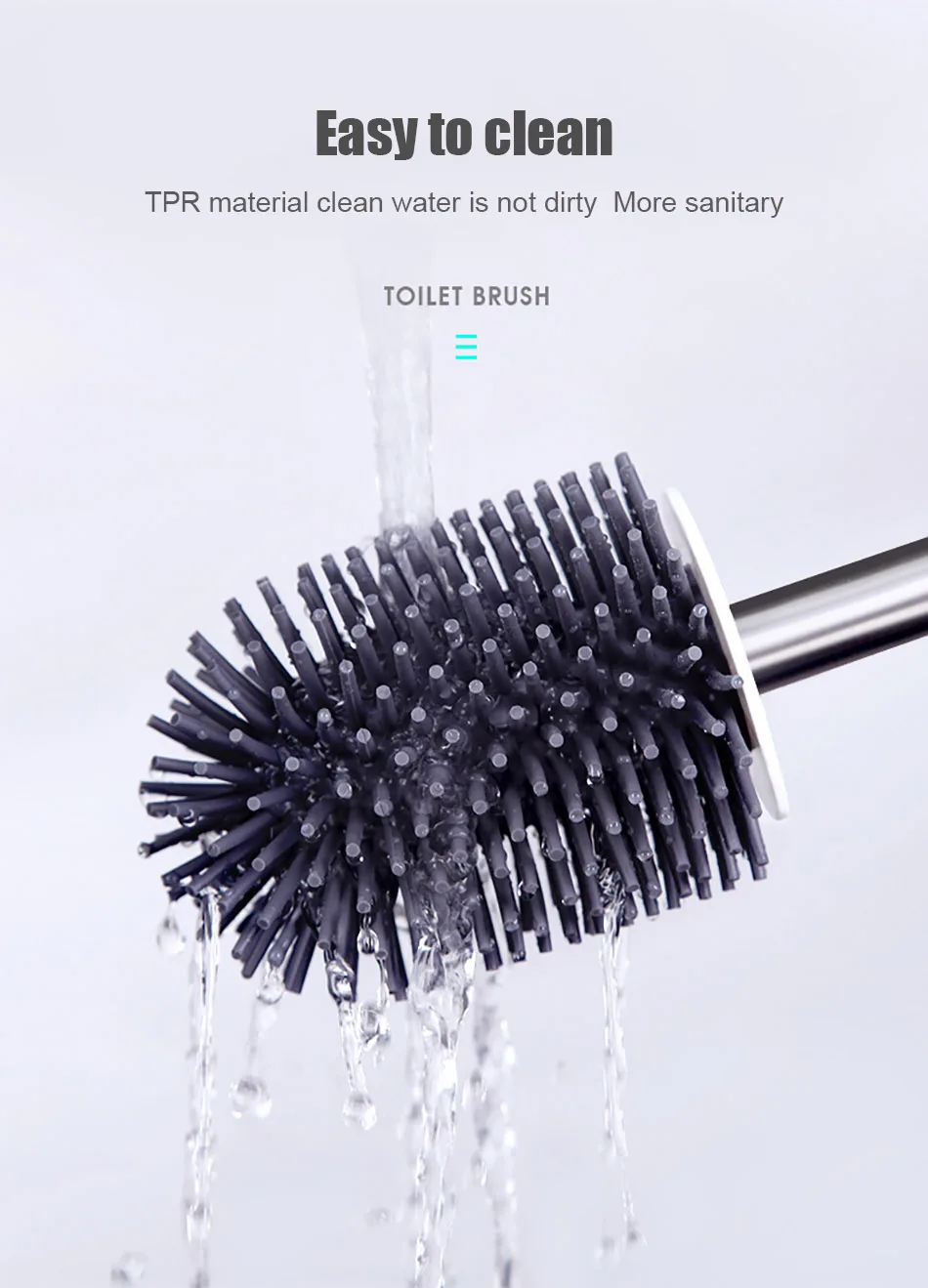 Silicone tpr toilet brush wall-mounted cleaning brush for bathroom household cleaning product bathroom accessories
