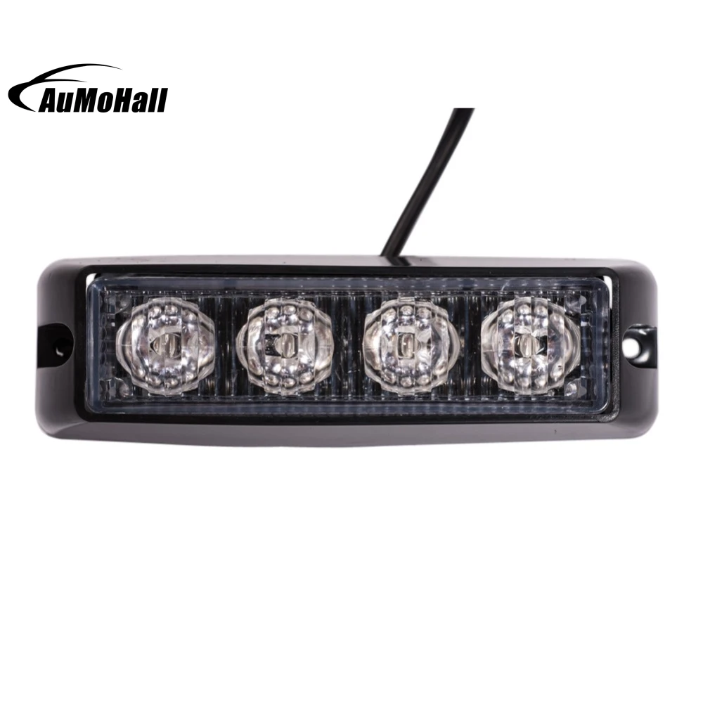 4 LED Emergency Vehicle Side Marker Grille Flash Strobe Light Red 4W