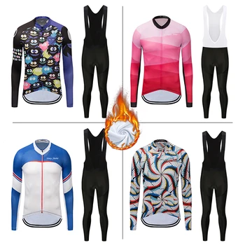 

Men cycling clothing 2020 winter thermal fleece mtb bike clothes pro team bicycle jersey set dress uniform sport suit outfit