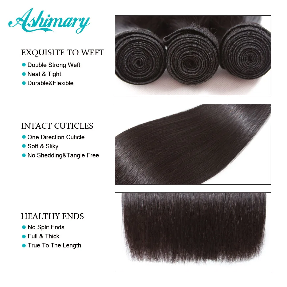 Ashimary бразильские прямые волосы пучки 3/4 шт. Волосы remy расширения 100% человеческие