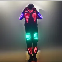 Прохладный RGB Цвет Led растет робот костюм Для мужчин с подсветкой Костюмы Одежда для танцев для ночных клубов партии КТВ поставляет