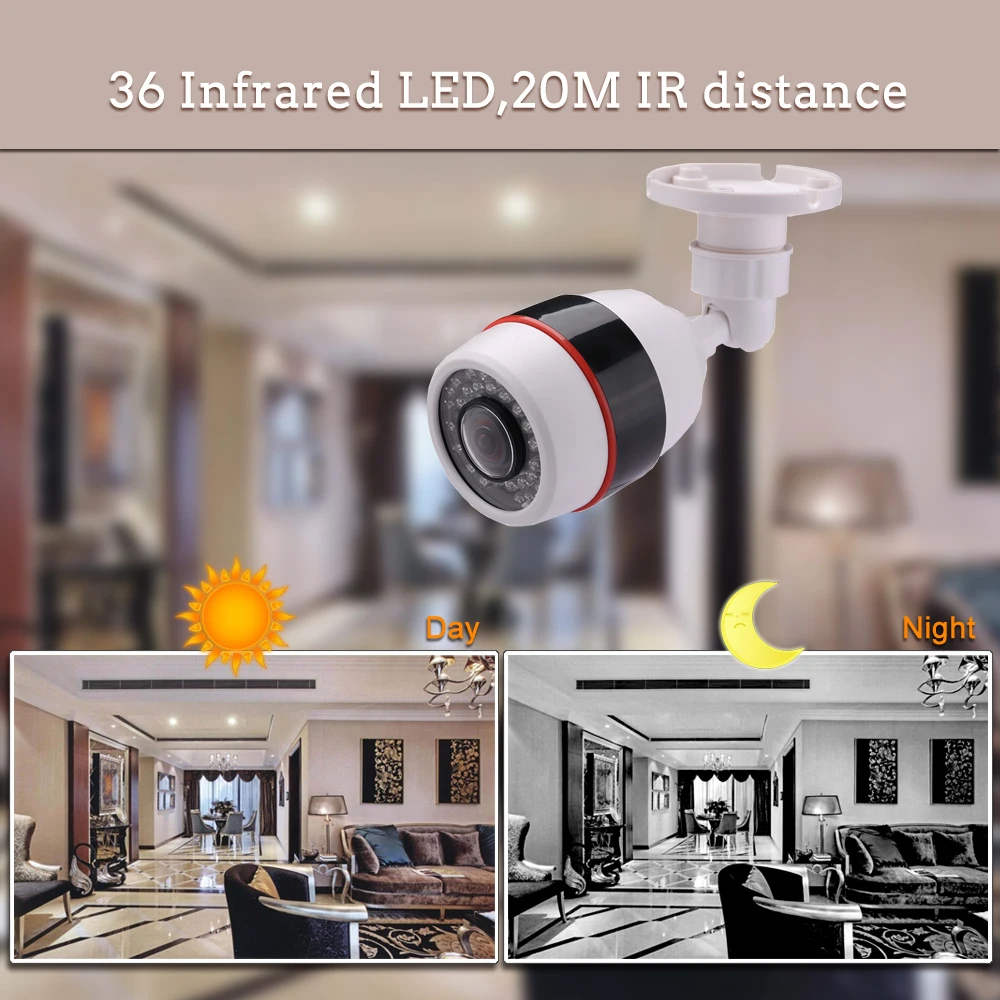 Hamrolte 5MP CCTV Camera 5MP 1.7MM Fisheye Lens 180Degree Panoramic AHD Camera Night Vision Waterproof Outdoor Bullet surveillance camera