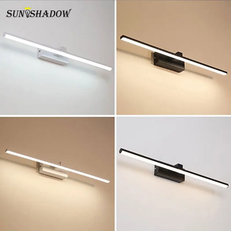 Bathroom Mirror Front Light Modern Led Wall Light Black&White Luminaires New Sconce Led Wall Lamp L60 80 100 120cm Bathroom Lamp