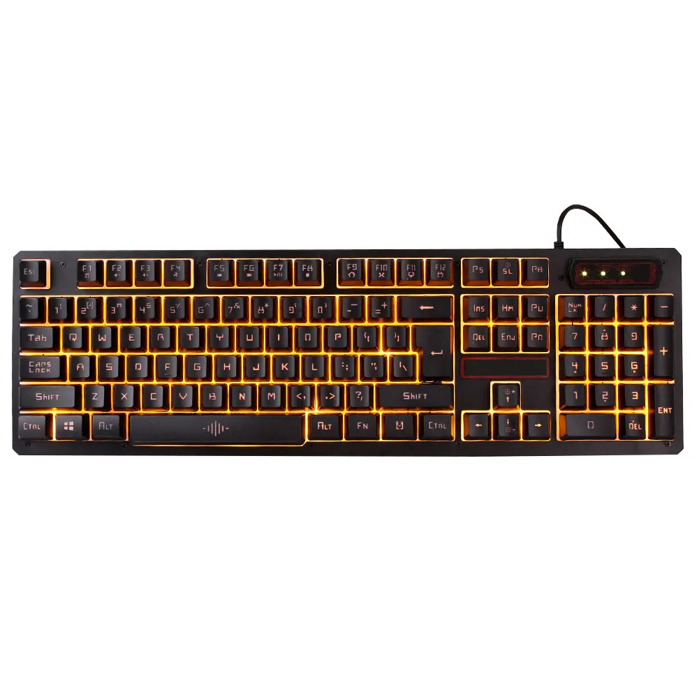 

Gaming Keyboard Retro Round Glowing Keycap Metal Panel Backlit USB Wired Metal Panel Illuminated Border Waterproof