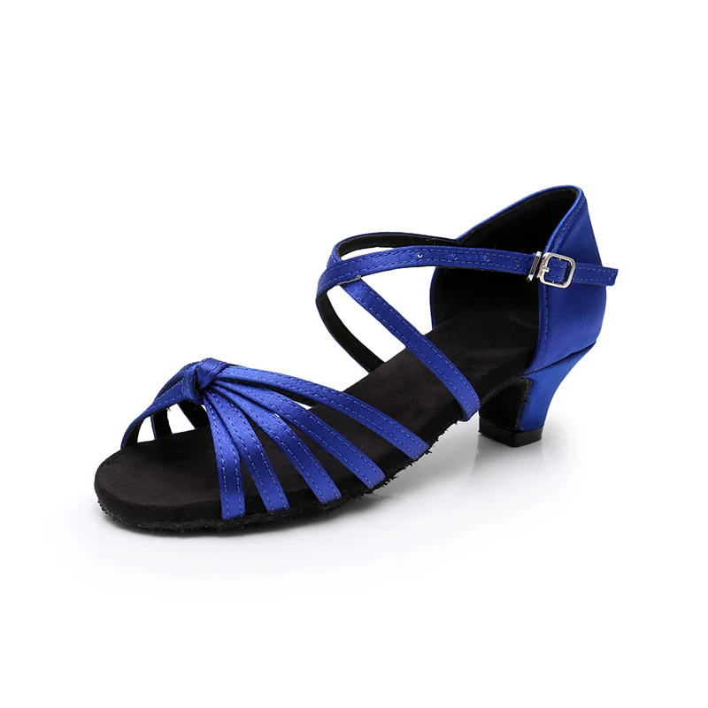Alharbi/Обувь для латинских танцев для женщин и девочек; Танцевальная обувь для танго на среднем каблуке; мягкие туфли для танцев; Танцевальная обувь для сальсы и бальных танцев - Цвет: Blue-Knot
