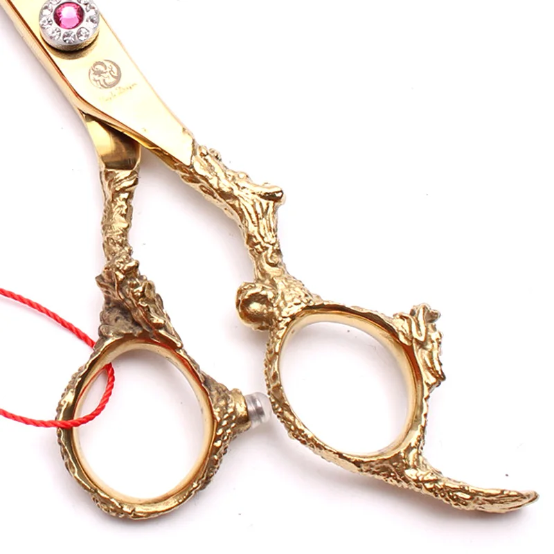 Фиолетовый дракон 6,0 дюймов ножницы для волос золотой цвет 9CR материал Professional Парикмахерские ножницы для волос тонкие ножницы для салона