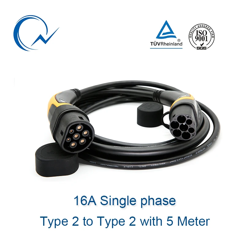 16A кабель EV Тип 2 к Тип 2 IEC 62196-2 однофазный EV шт.; Штепсель для зарядки 5 метровый кабель TUV/UL Mennekes 2 разъема