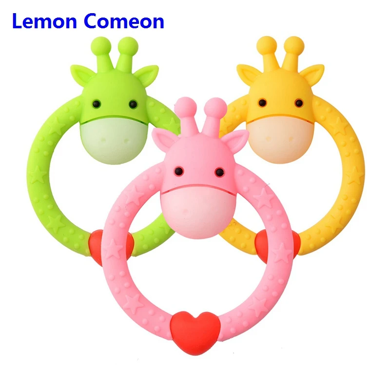 

Lemon Comeon Baby Teether 5PCS/Lot Perle Silicone Teething Rings Toys Animal Deer Chew Toy Cute Baby Bracelet Infant Nurse Gift