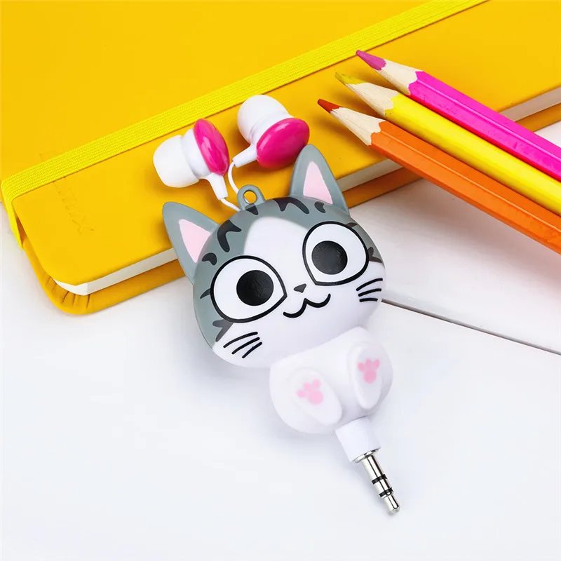 

Cute Earphone Kawaii Cheese Cat bear Panda Cartoon Retractable MP3 MP4 Earbuds for Samsung HTC Xiaomi for IPhone 5 5s 6 6s plus