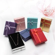 

New Fashion 9*7*3cm Shiny Jewelry Box Necklaces Earrings Bracelets Boxes Gift Packing Display Classic Bowknot Jewelry Organizer