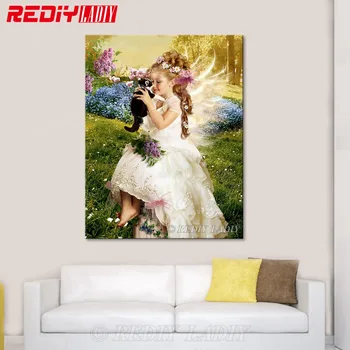 

5D Diamond Painting Cross Stitch Angel Girl Round Diamond Embroidery Crystal Picture of Rhinestones Mosaic Pattern Home Decor