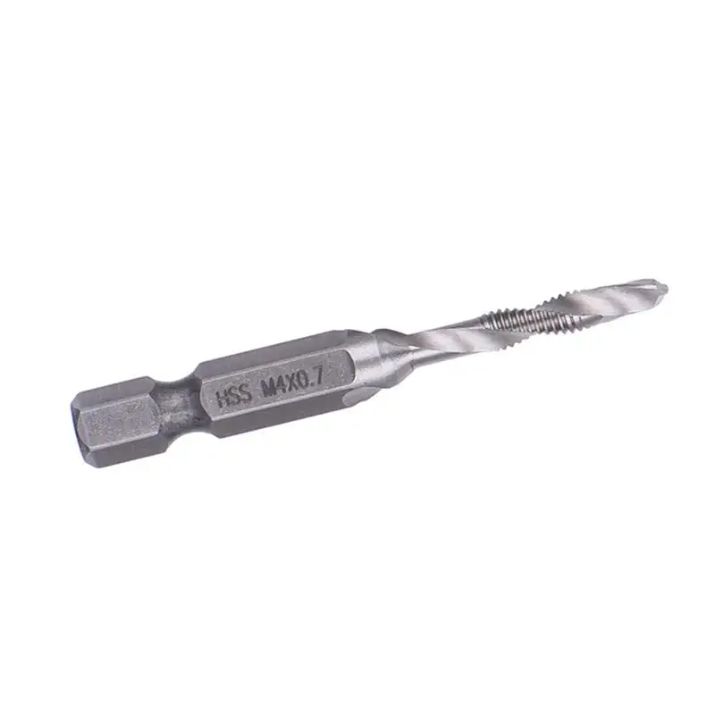 Silver Hand Screw Thread Metric Taps Drill Bits M3 M4 M5 M6 M8 M10 Hex Shank HSS Tap Drill Hand Tools - Цвет: M4