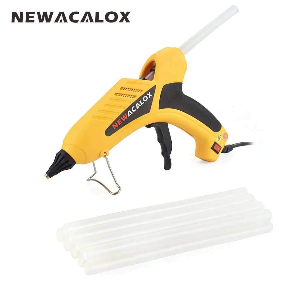 

NEWACALOX Glue Gun EU Plug 100W Hot Melt Glue Gun 11mm Glue Stick Heater Thermo Gluegun DIY Craft Repair Tool with Power Switch