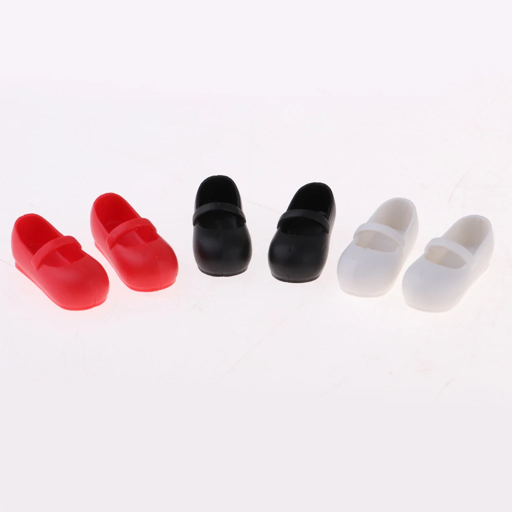  3 Pairs Lovely 12inch Doll Casual Shoes Belt PU Leather Shoes Ballet Shoes Costume for Blythe Fashion Girl Doll Party Accessory