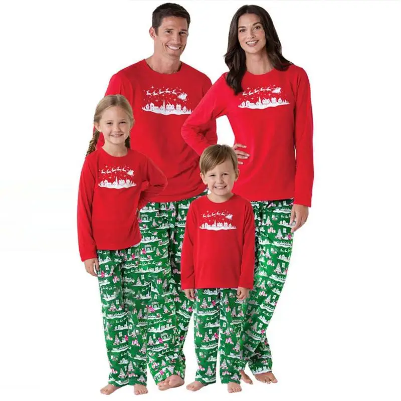 

Christmas Family Matching Clothes Pajama Set Cute Long Sleeve T-shirt Pants Sleepwear Mother Daughter Clothes Matching clothes