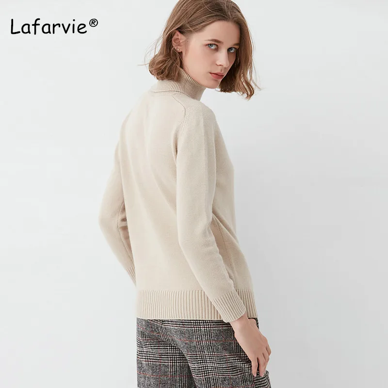 Lafarvie Winter Turtleneck Knitted Sweater Women Long Sleeve Warm Female Pullover Solid Casual Thick Basic Sweater Pull Jumper