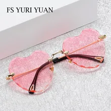 FS YURI YUAN солнцезащитные очки в форме сердца, женские модные солнцезащитные очки без оправы, брендовые дизайнерские сексуальные женские очки, яркие цвета, UV400