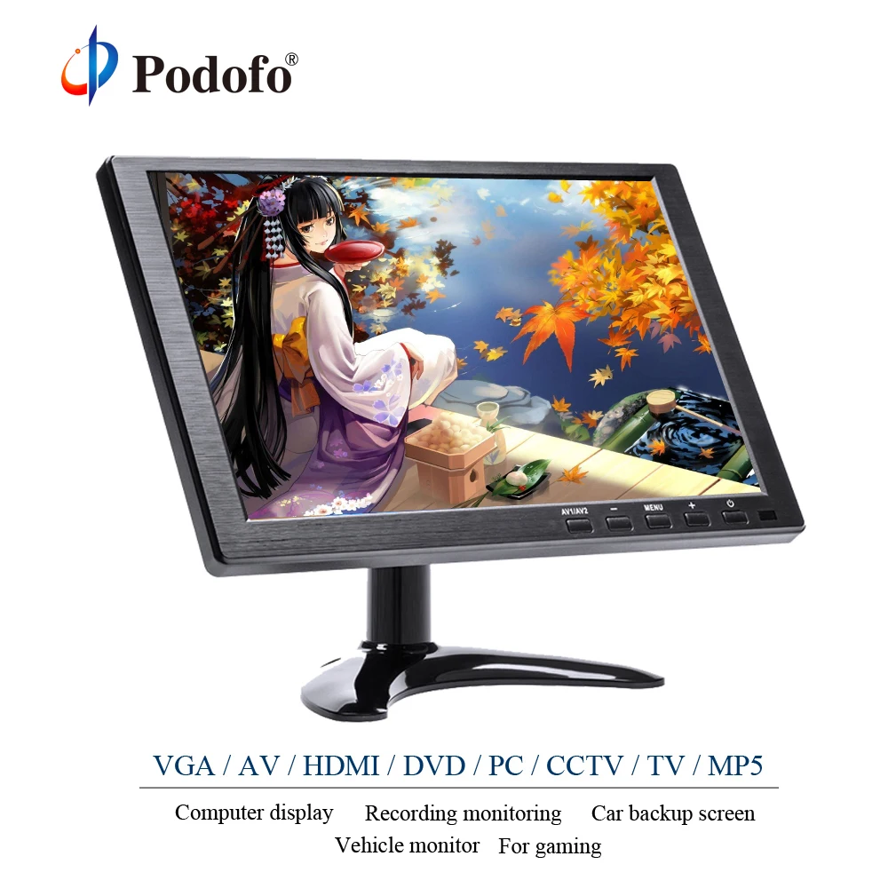 

Podofo 10.1"FHD Car Headrest LCD Monitor TFT LCD HD Digital Screen HDMI/VGA/AV/USB/SD For PC/TV/CCTV/DVD/MP5 Player Monitoring
