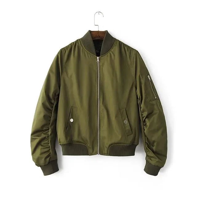 lower price  Women short coat ladies bomber jackets Solid 10color full lined loose overcoat 2018 hot sale female