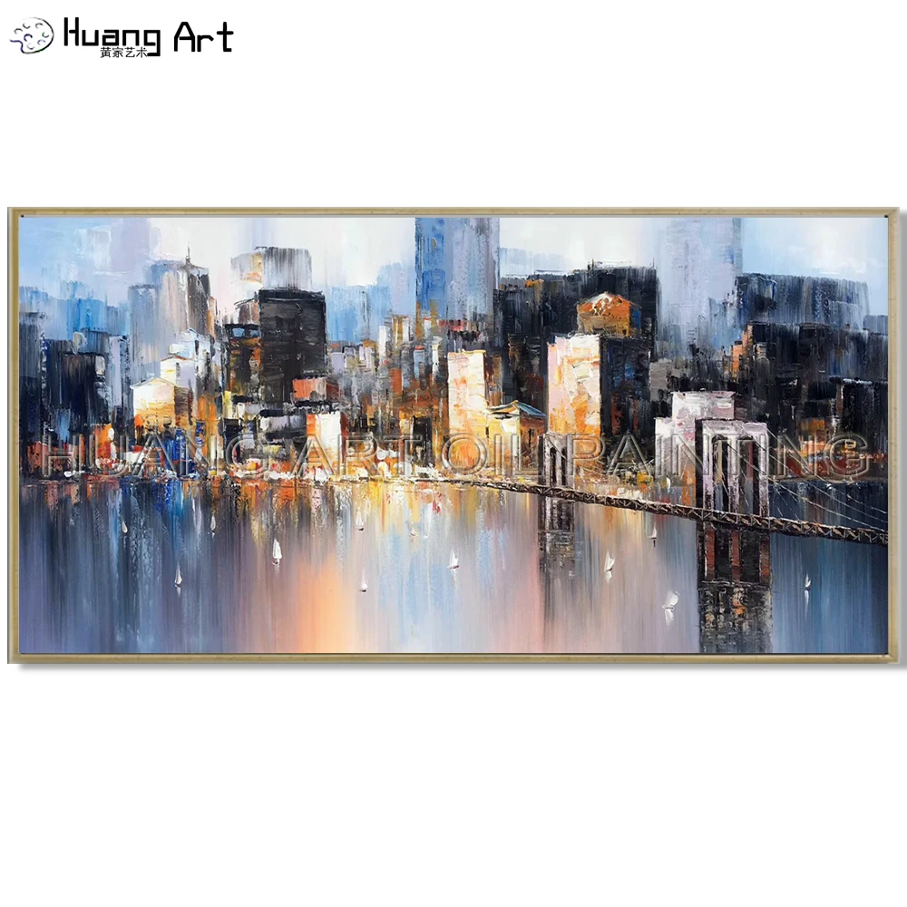 Couteau moderne abstrait fait à la main | Porte dorée pont, peintures à l' huile sur toile, peinture acrylique pour décor de salon | AliExpress