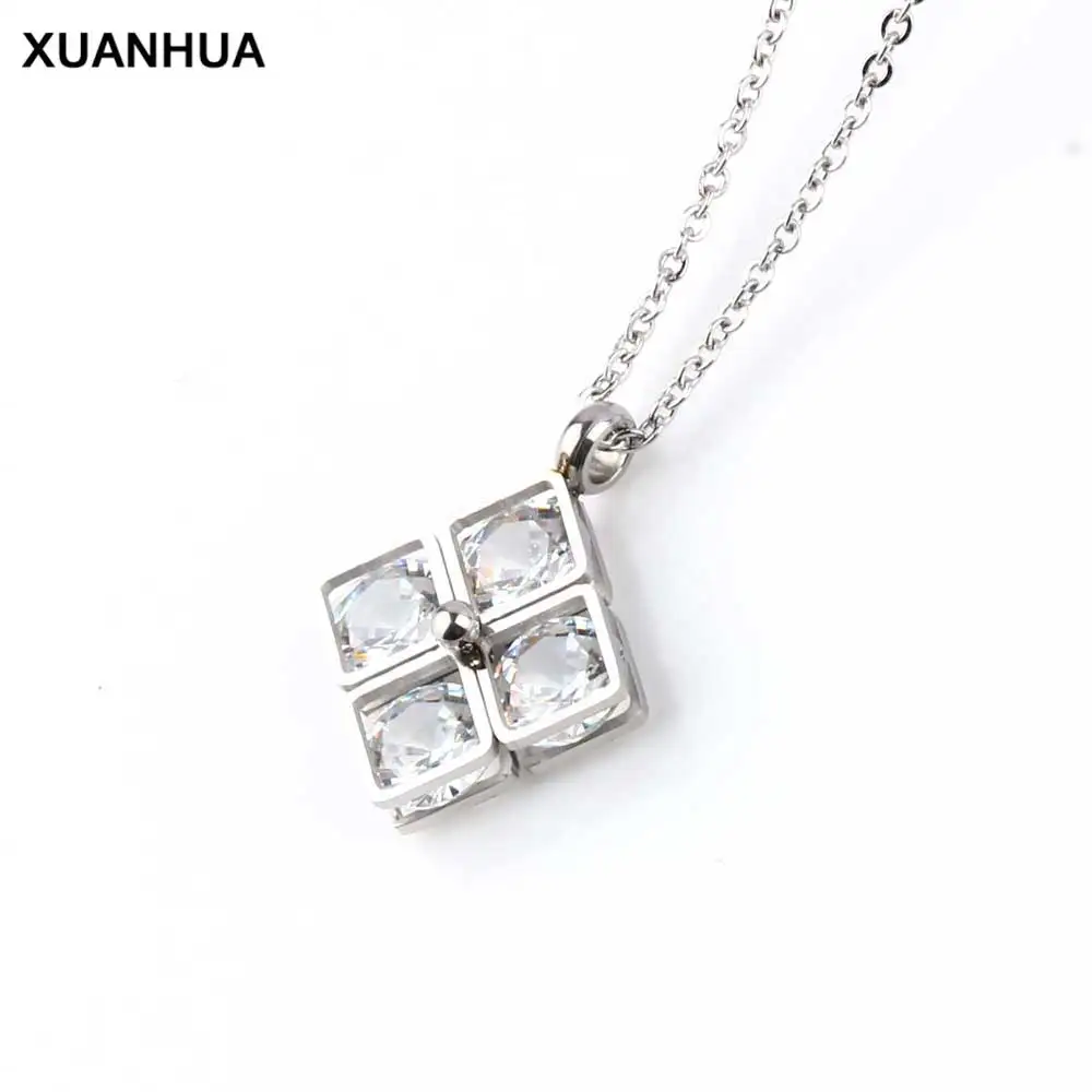 XUANHUA Wholesale Crystal Necklace Stainless Steel Necklaces & Pendants Chain Necklace Choker Stone Jewellery Women Jewelry