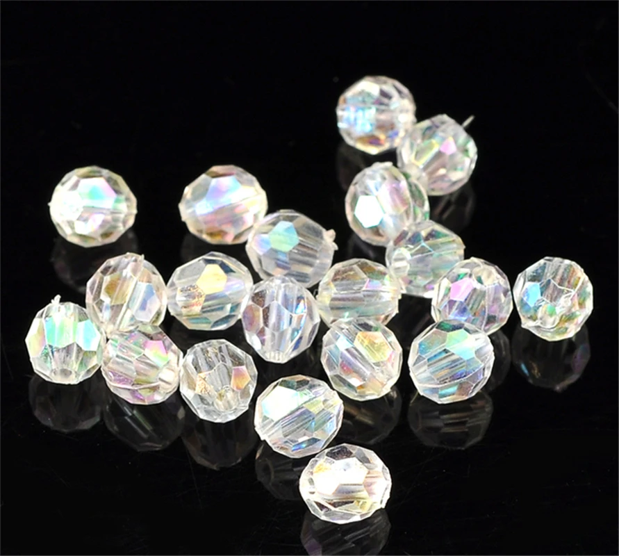 DoreenBeads 500PCs Clear AB Color Round Faceted Acrylic Crystal Spacer