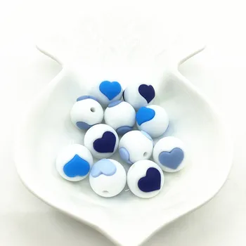 

wholesale 100pcs Silicone baby color heart shape round beads-silicone teething beads for DIY necklace-BPA FREE baby teether