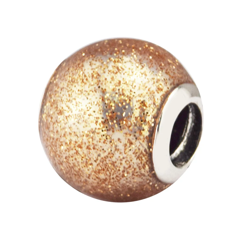 

Pandulaso S925 Sterling Silver Jewelry beads DIY Making Rose Golden Glitter Enamel Special Bead For Women Mid-Autumn New Style