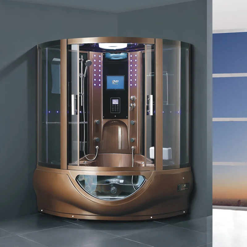 

Bathroom spa and whirlpool bath massage steam room enclosure with shower