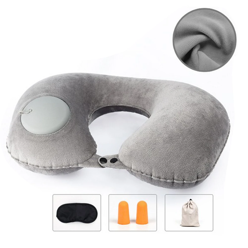 U-образная Автомобильная надувная подушка для шеи, подушка для шеи, складной пресс - Цвет: gray