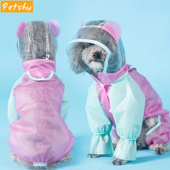 

Petshy Dog Riancoat Jumpsuit Rain Coat Spring Summer Outdoor Small Medium Dogs Waterproof Hoody Jackets Pet Puppies Rainwear