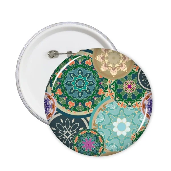 Printing Repeat Cloth Yellow Orange Brown Red Blue Colorful Circular Art Grain Illustration Pattern Round Pin Badge Button 5pcs | Дом и сад