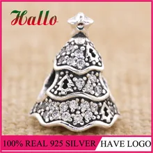 925 Серебряная Мерцающая рождественская елка бусины на браслеты для изготовления браслетов