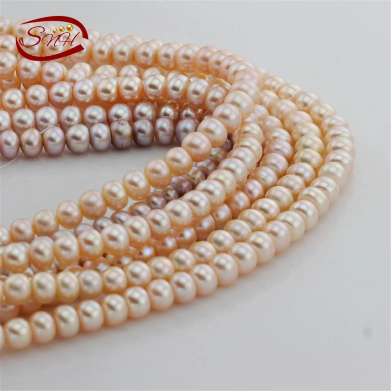 

SNH 8mm AAA button PEACH 5 strands/package natural pearl strand freshwater pearls