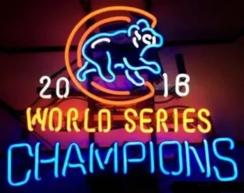 Chicago Cubs 2016 World Series Glass Neon Light Sign Beer Bar