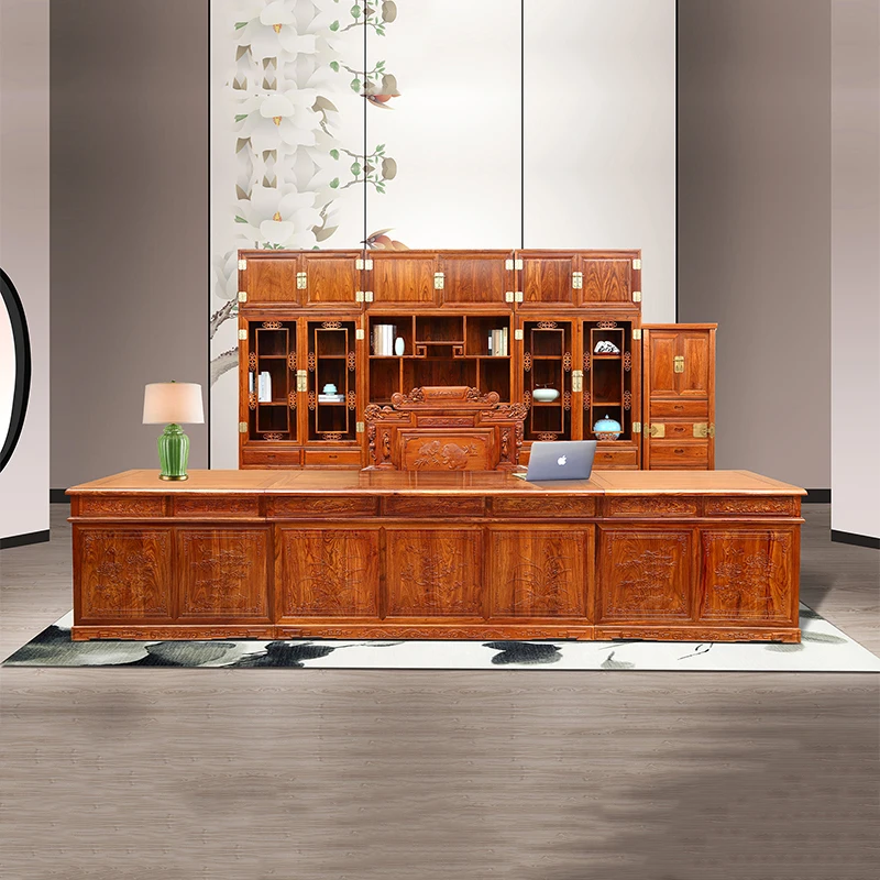 3.9m Chinese Antique Wooden Desk And Chair For Working Hedgehog Rosewood Furnishings Solid Wood Office Furniture 3.9m Chinese Antique Wooden Desk And Chair For Working Hedgehog Rosewood Furnishings Solid Wood Office Furniture
