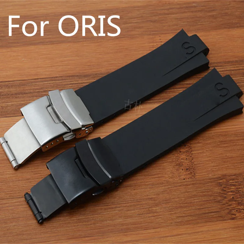 

1:1 Original 24mm*11mm Black Waterproof Silicone Rubber Watchband Watch Strap Bracelet For ORISWatch With Logo With Clasp