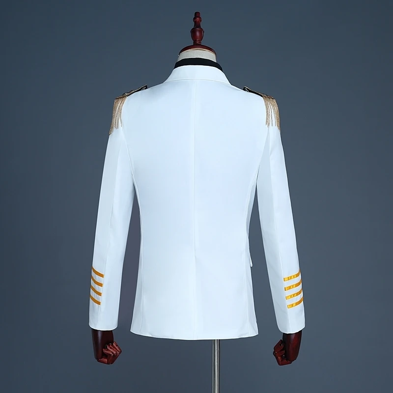 PYJTRL Brand New White Navy Blue Mens Captain Suits Latest Coat Pant Designs 2018 Men Groom Wedding Suit Blazer Hombre Slim Fit