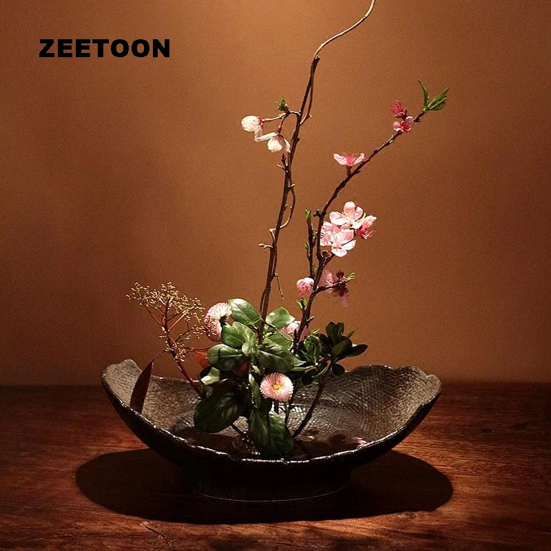Японский стиль дзен Цветочная винтажная элегантная ваза икебана креативный домашний декор настольная пищевая чаша растение гидропонное бонсай цветочный горшок
