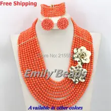 Индийские свадебные украшения комплекты для невест оранжевый Нигерийский Африканский Patry Ювелирные наборы африканские ожерелья наборы CJ286