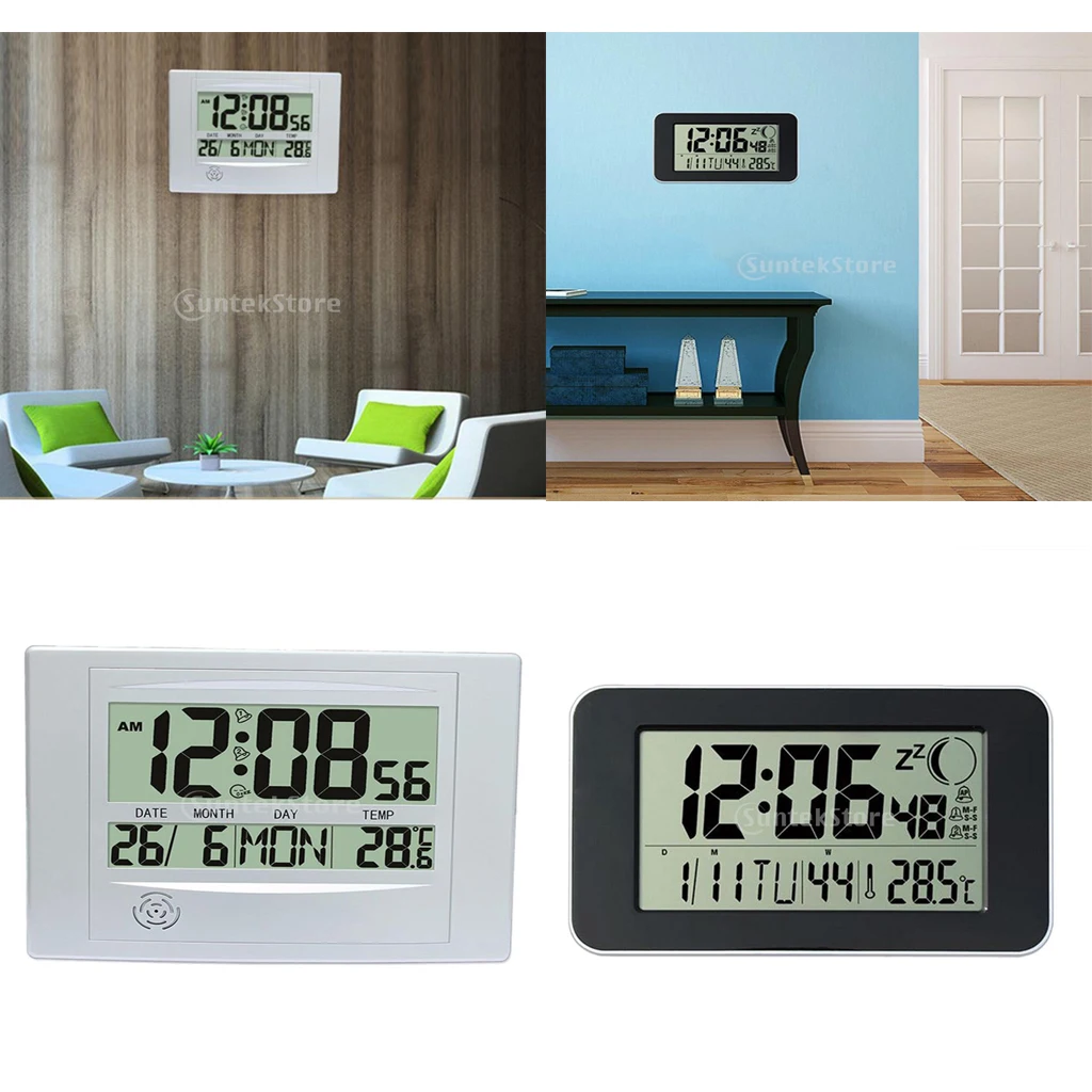 

Large Digital LCD Calender Alarm Clock Temperature Snooze Quiet Clock