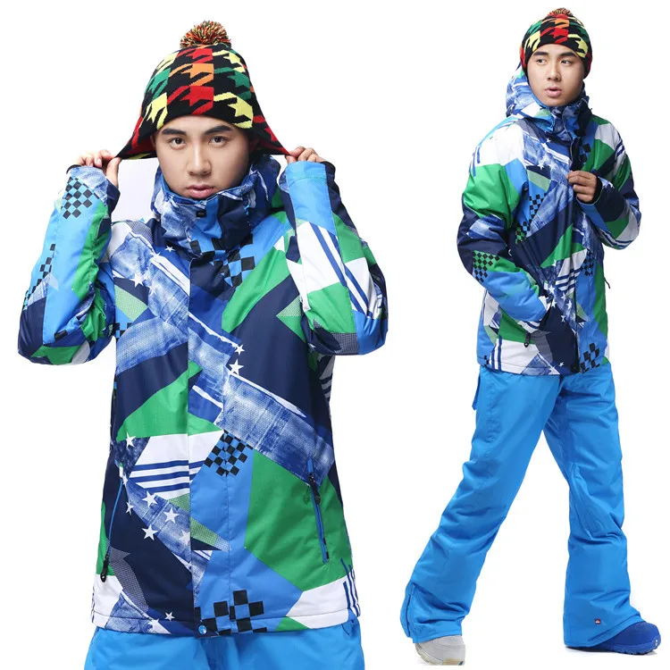 

Gsou snow ski suit Men set single skiing clothing thermal