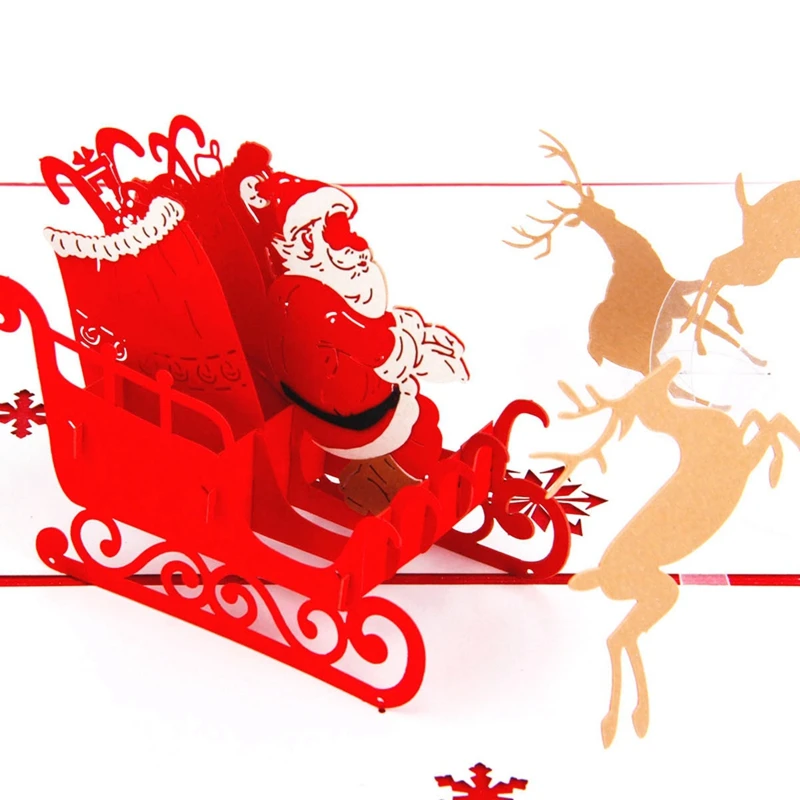  3D Pop Up Merry Christmas Gifts Cards with Envelope for Party Invitation All Occasion Customizable - 32922080758