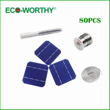 DC HOUSE 80pcs 5x5 Monocrystalline Silicon Solar Cells Flux Pen Tab Wire Bus Wire Mono Solar