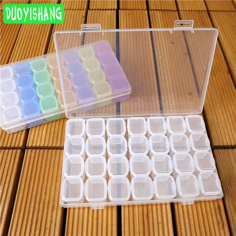 

DUOYISHANG 28 Tank Plastic DIY Diamond Painting Tool Craft Home Storage Box